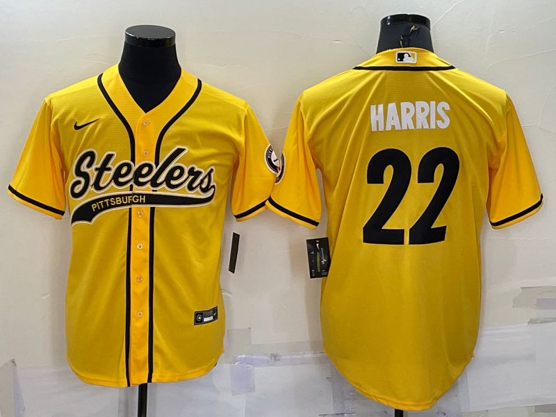 Men Pittsburgh Steelers 22 Harris Yellow 2022 Nike Co branded NFL Jersey